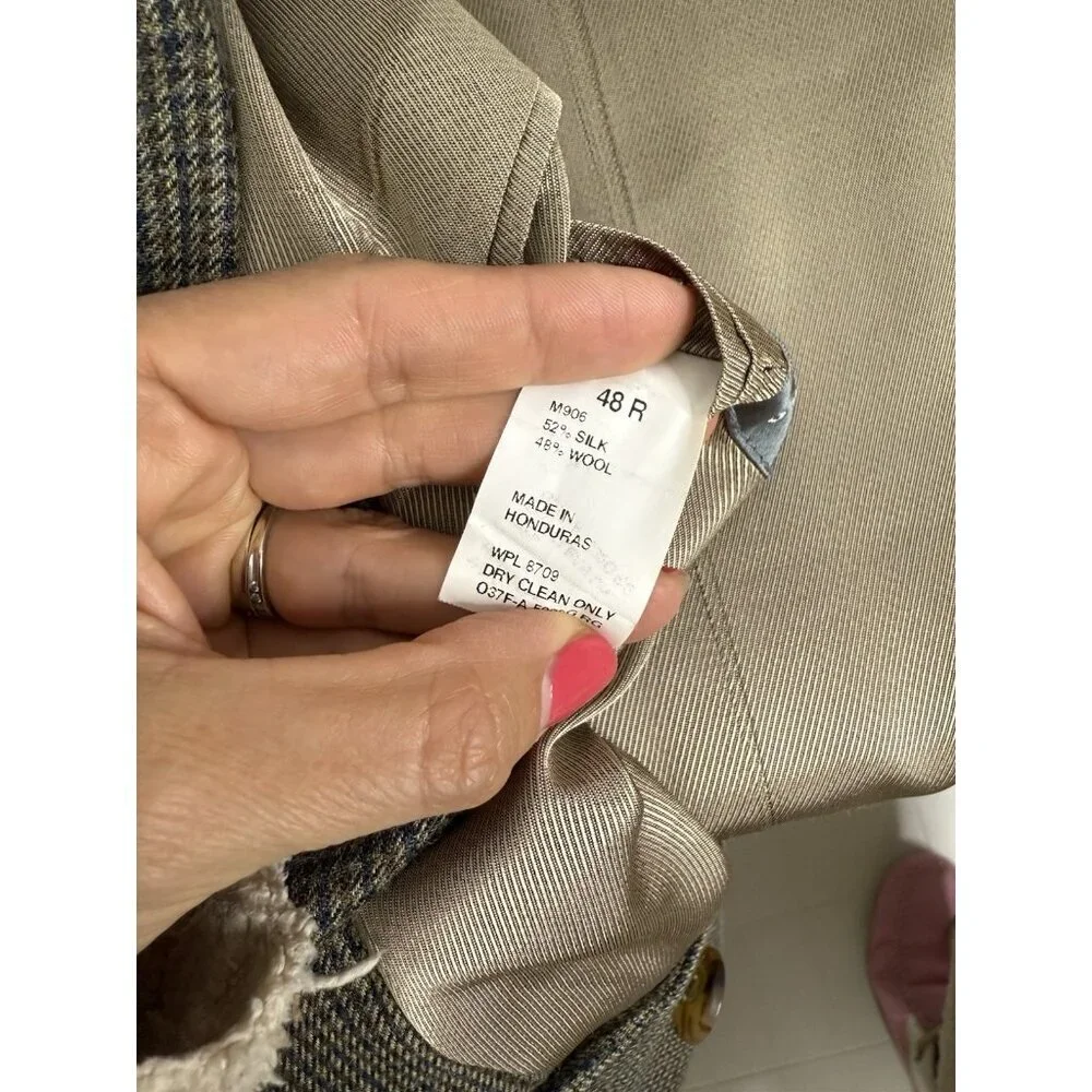 Oscar de la Renta Wool Sill Glen Houndstooth 48R Sport Coat Brown Gray Classic​​